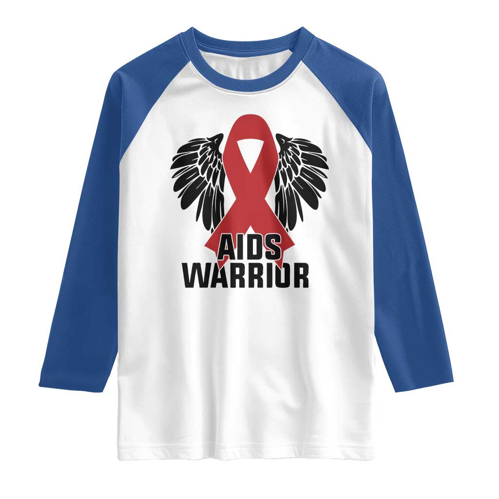 Aids Warrior Raglan Shirt Red Ribbon HIV Awareness Gift - Wonder Print Shop