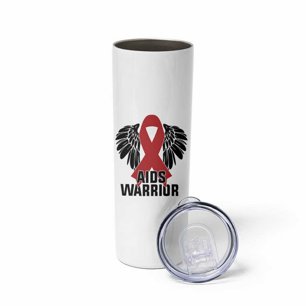 Aids Warrior Skinny Tumbler Red Ribbon HIV Awareness Gift - Wonder Print Shop