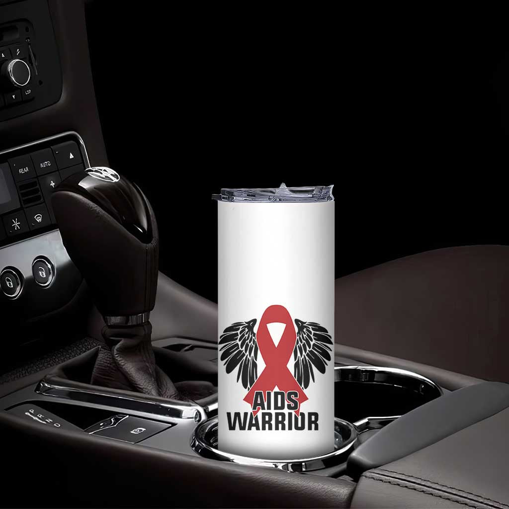 Aids Warrior Skinny Tumbler Red Ribbon HIV Awareness Gift - Wonder Print Shop