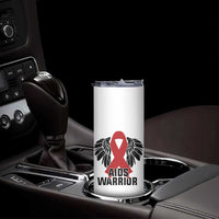Aids Warrior Skinny Tumbler Red Ribbon HIV Awareness Gift - Wonder Print Shop