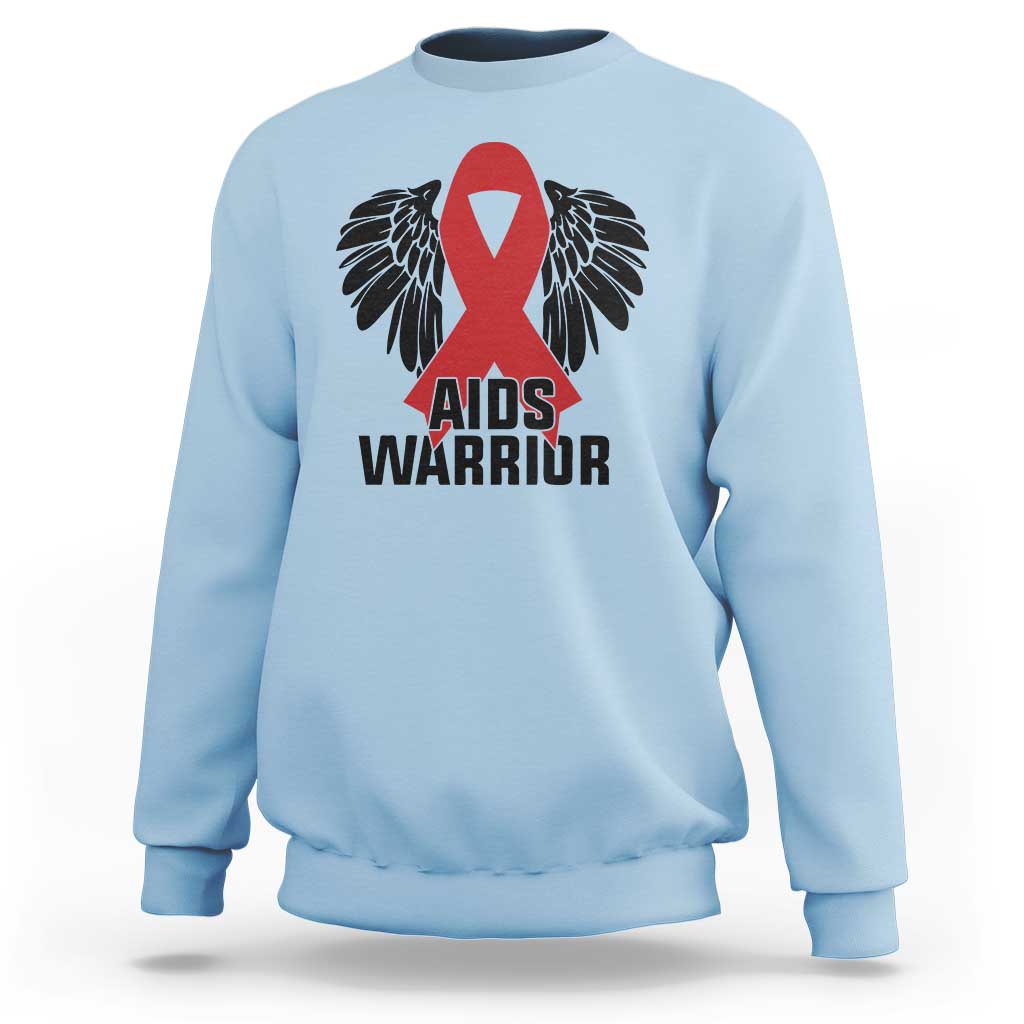 Aids Warrior Sweatshirt Red Ribbon HIV Awareness Gift - Wonder Print Shop