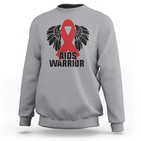 Aids Warrior Sweatshirt Red Ribbon HIV Awareness Gift - Wonder Print Shop