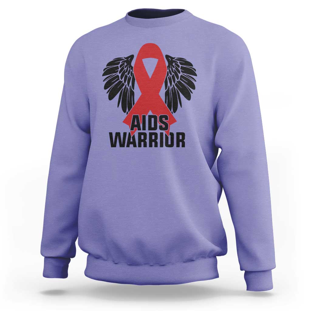 Aids Warrior Sweatshirt Red Ribbon HIV Awareness Gift - Wonder Print Shop