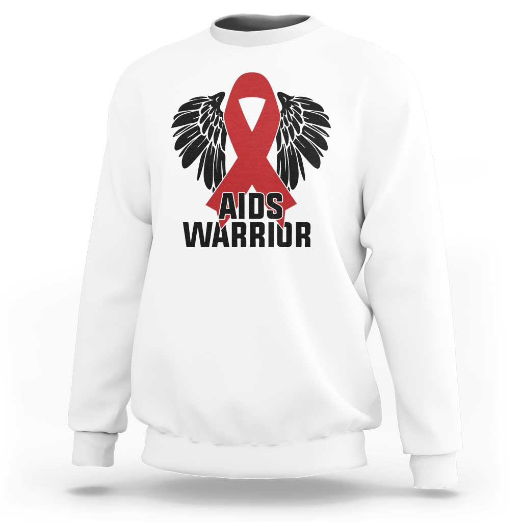 Aids Warrior Sweatshirt Red Ribbon HIV Awareness Gift - Wonder Print Shop