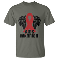 Aids Warrior T Shirt Red Ribbon HIV Awareness Gift - Wonder Print Shop