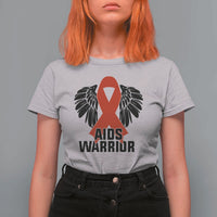 Aids Warrior T Shirt For Women Red Ribbon HIV Awareness Gift - Wonder Print Shop