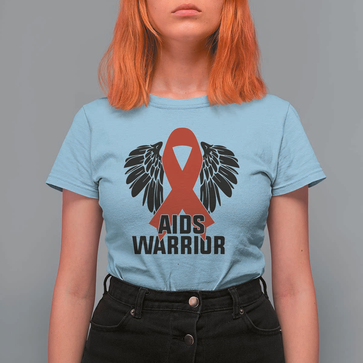 Aids Warrior T Shirt For Women Red Ribbon HIV Awareness Gift - Wonder Print Shop