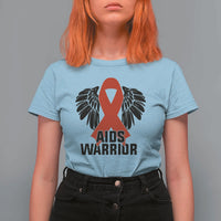 Aids Warrior T Shirt For Women Red Ribbon HIV Awareness Gift - Wonder Print Shop