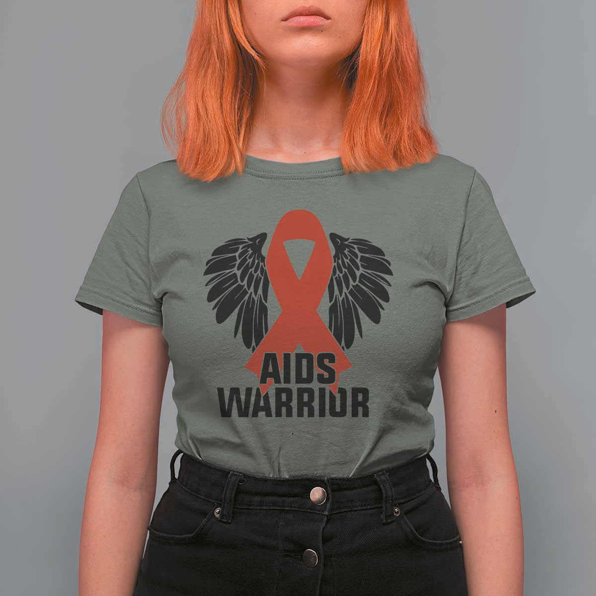 Aids Warrior T Shirt For Women Red Ribbon HIV Awareness Gift - Wonder Print Shop