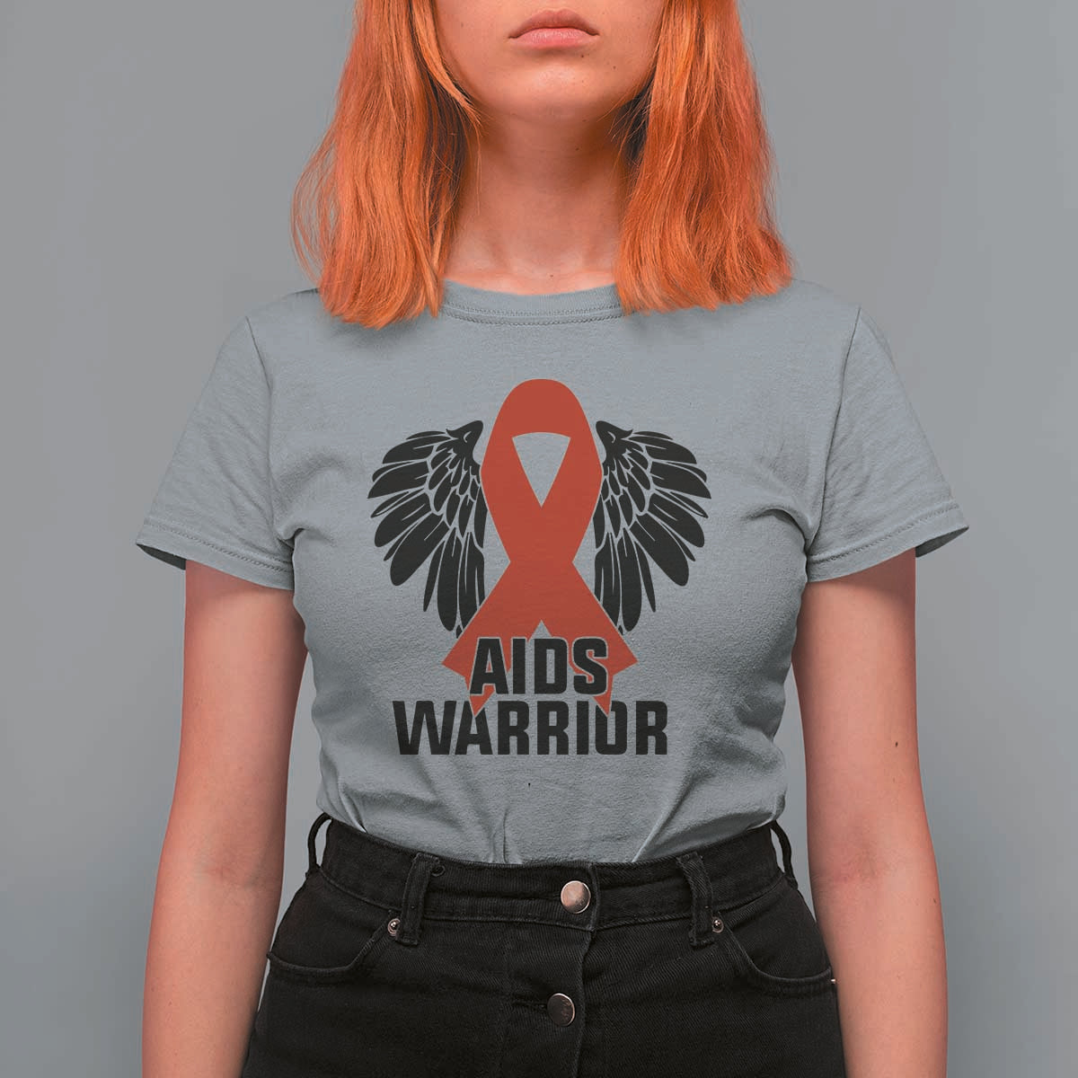 Aids Warrior T Shirt For Women Red Ribbon HIV Awareness Gift - Wonder Print Shop