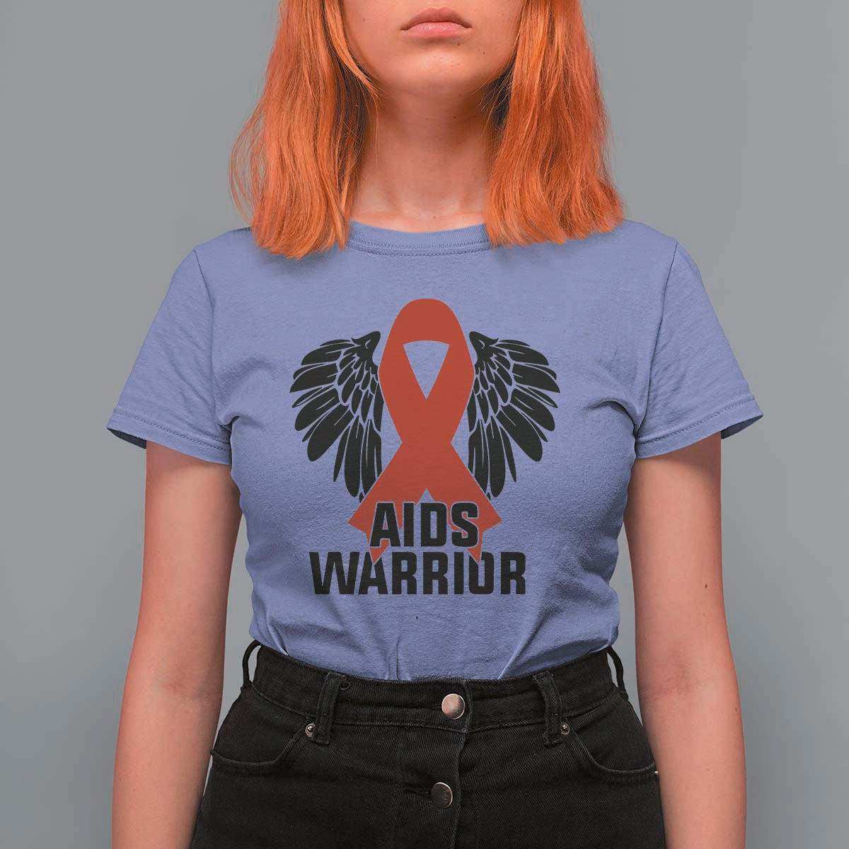 Aids Warrior T Shirt For Women Red Ribbon HIV Awareness Gift - Wonder Print Shop
