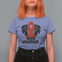 Aids Warrior T Shirt For Women Red Ribbon HIV Awareness Gift - Wonder Print Shop