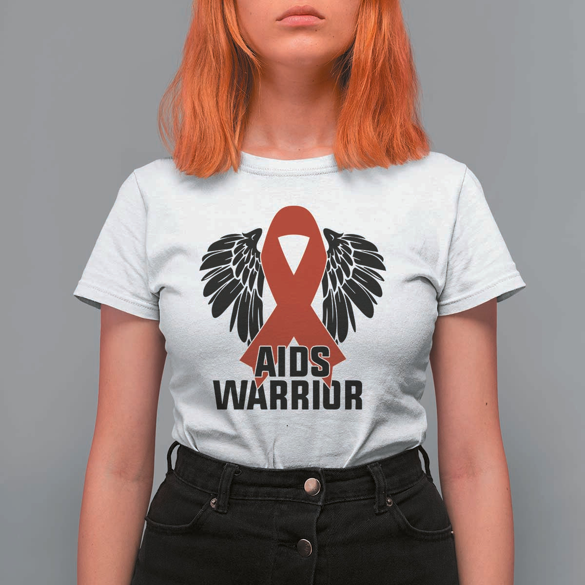 Aids Warrior T Shirt For Women Red Ribbon HIV Awareness Gift - Wonder Print Shop