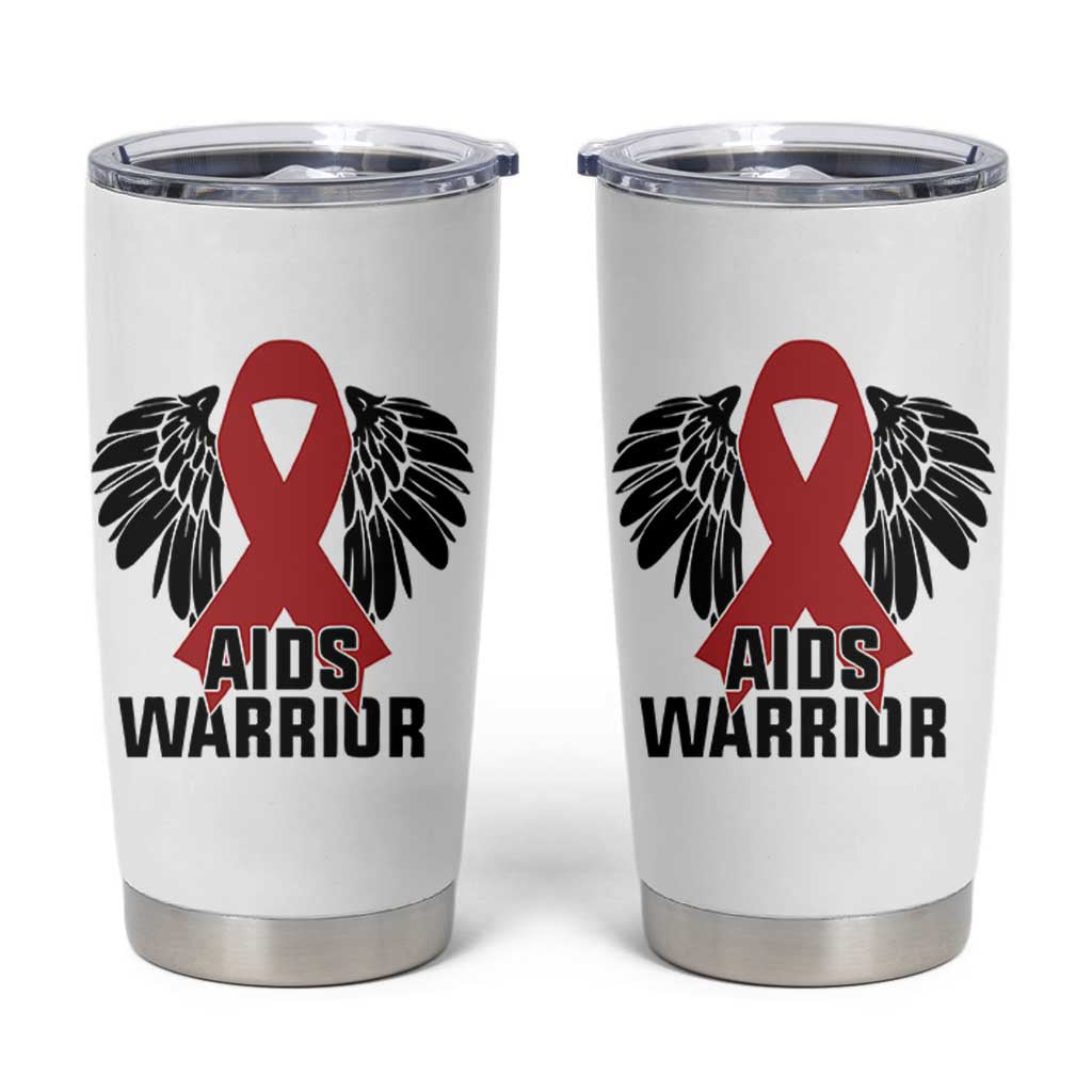 Aids Warrior Tumbler Cup Red Ribbon HIV Awareness Gift - Wonder Print Shop
