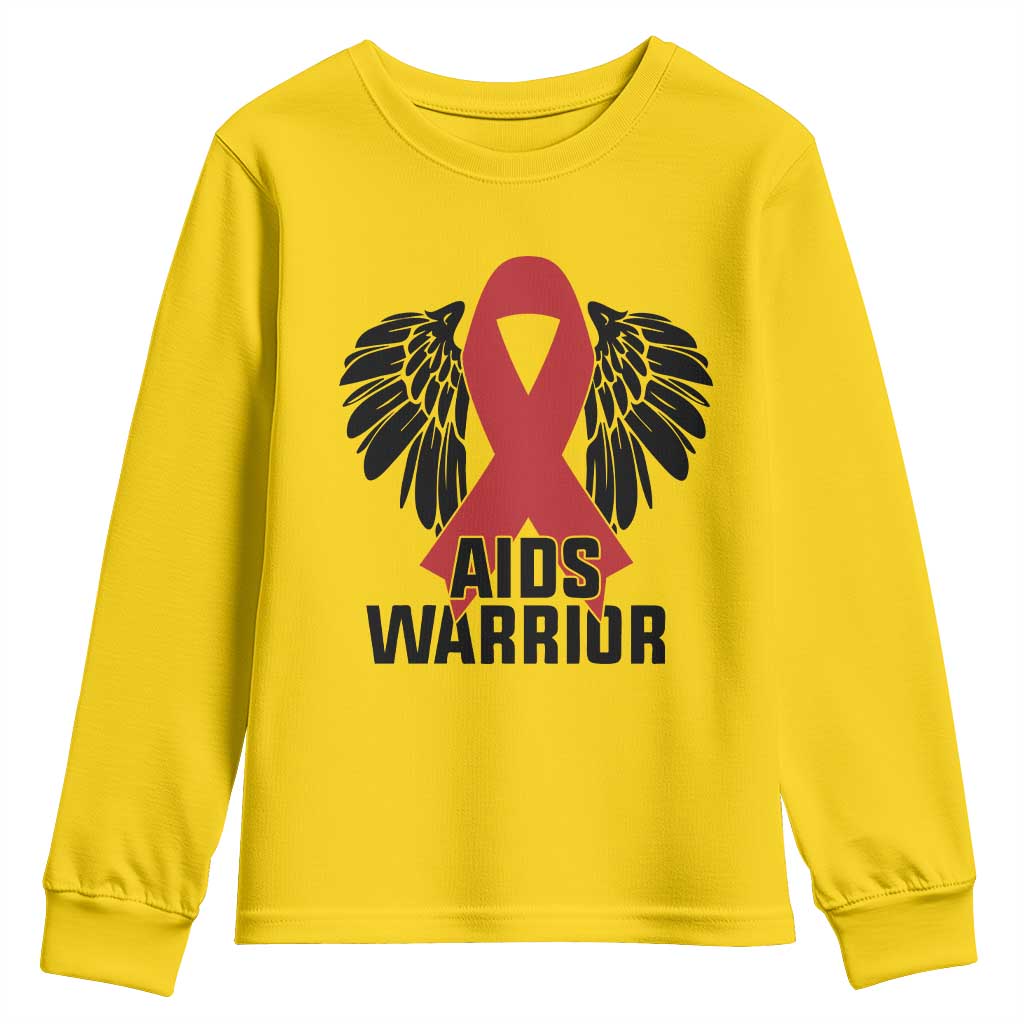 Aids Warrior Youth Sweatshirt Red Ribbon HIV Awareness Gift - Wonder Print Shop