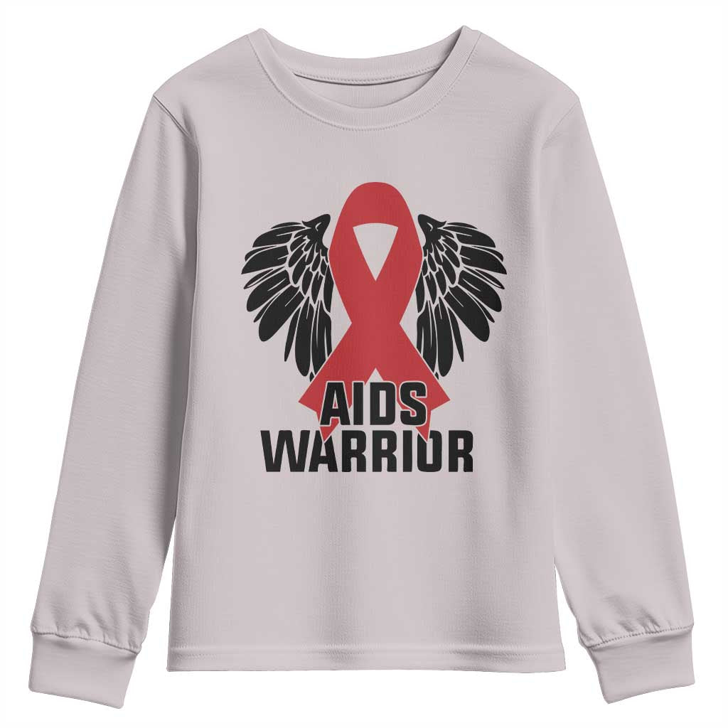 Aids Warrior Youth Sweatshirt Red Ribbon HIV Awareness Gift - Wonder Print Shop