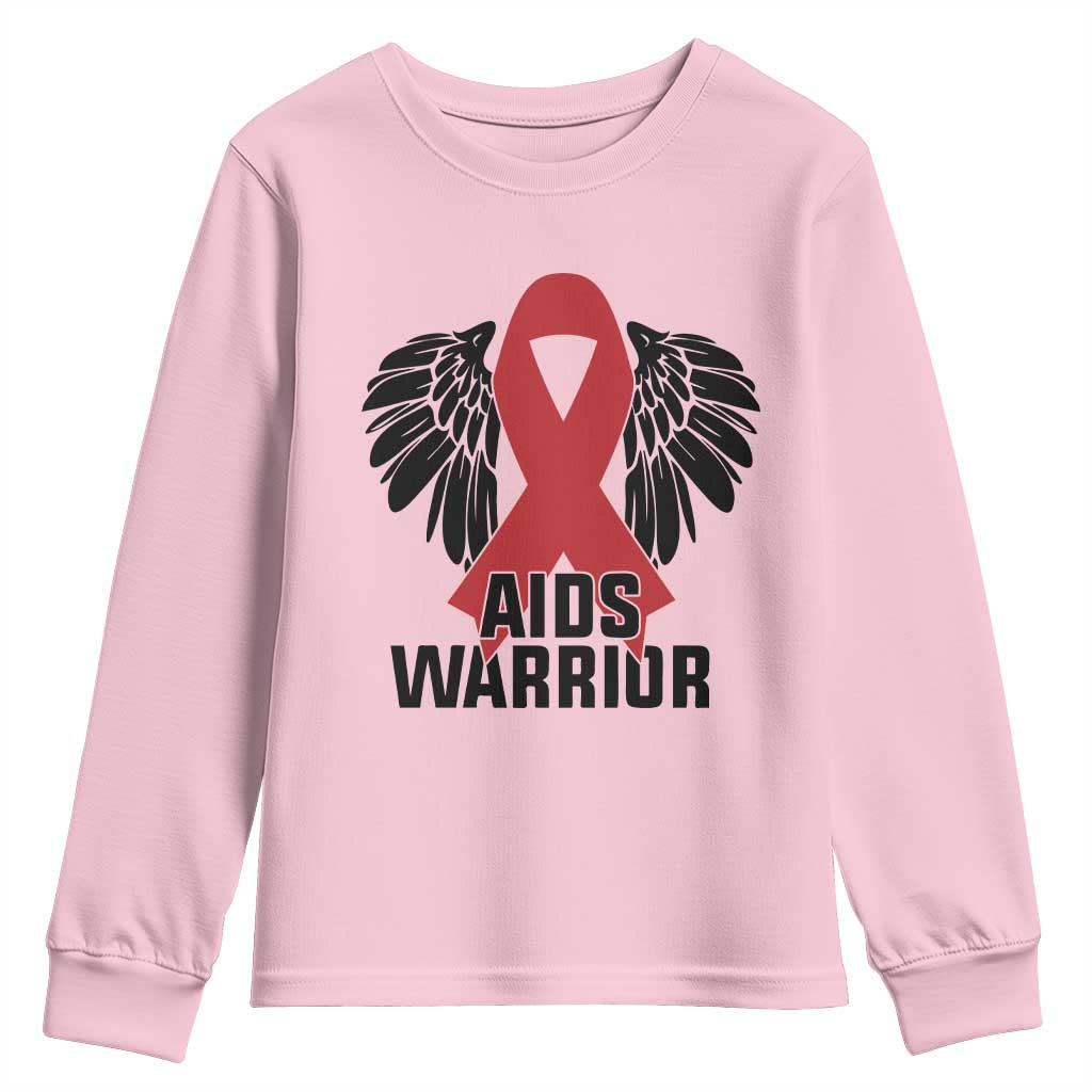 Aids Warrior Youth Sweatshirt Red Ribbon HIV Awareness Gift - Wonder Print Shop