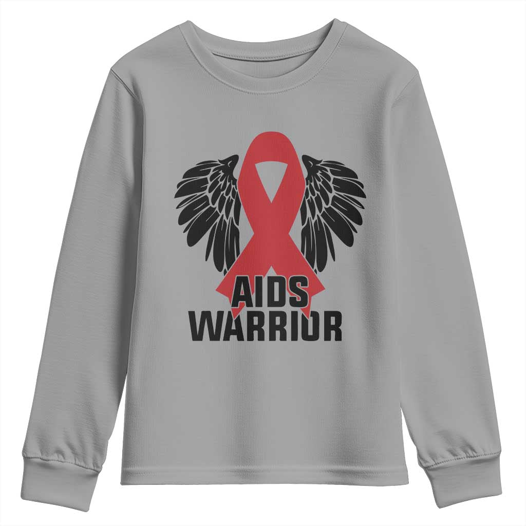 Aids Warrior Youth Sweatshirt Red Ribbon HIV Awareness Gift - Wonder Print Shop