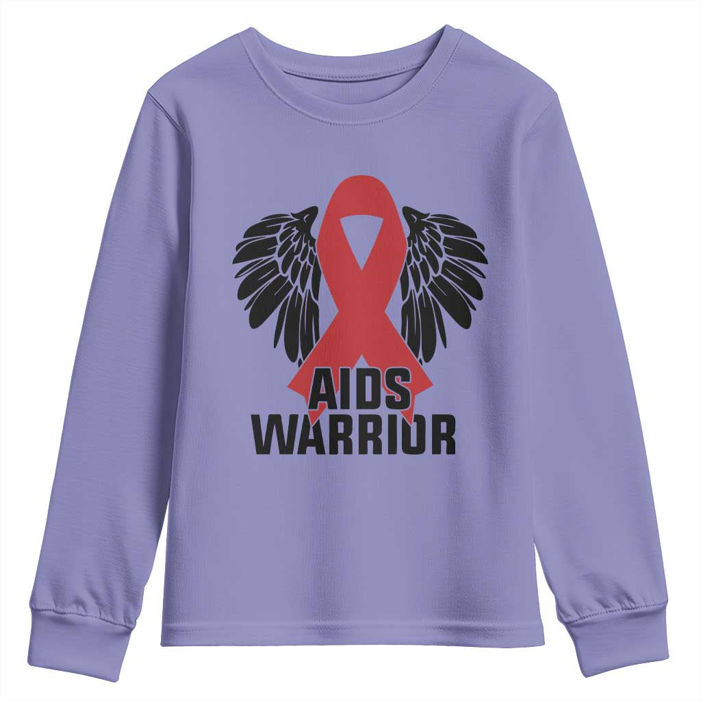 Aids Warrior Youth Sweatshirt Red Ribbon HIV Awareness Gift - Wonder Print Shop
