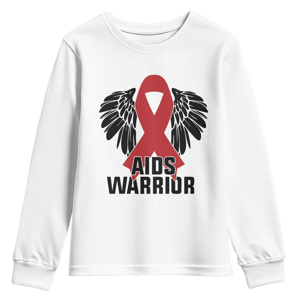 Aids Warrior Youth Sweatshirt Red Ribbon HIV Awareness Gift - Wonder Print Shop