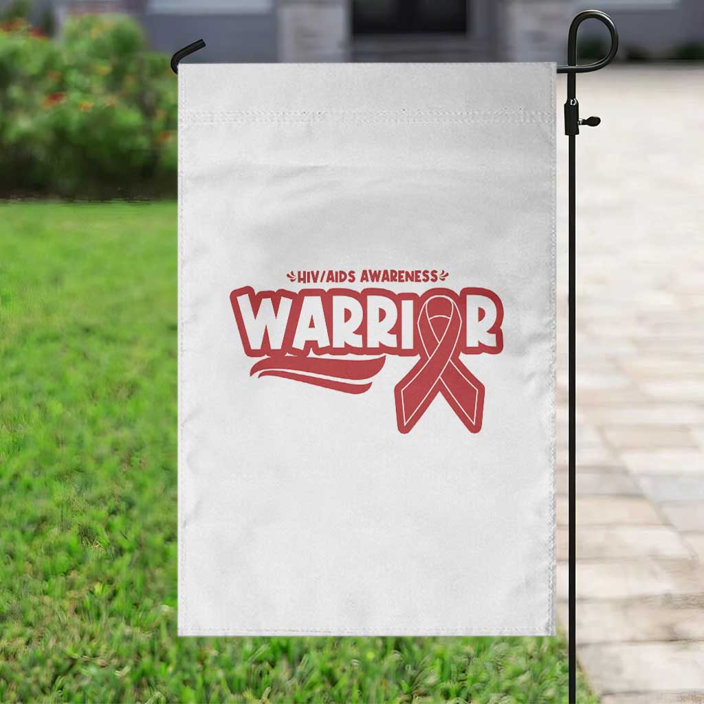 HIV Awareness Warrior Garden Flag Red Ribbon Support Gift - Wonder Print Shop