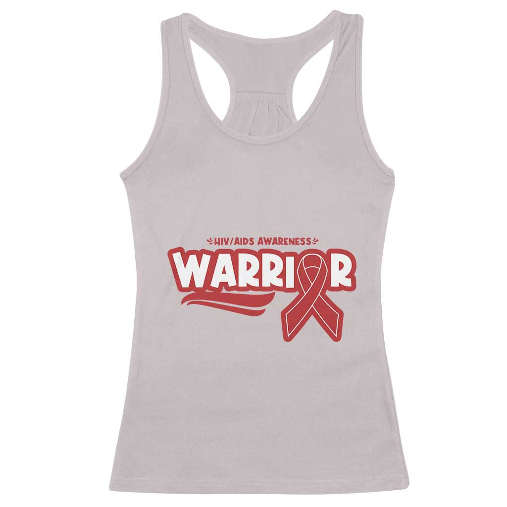 HIV Awareness Warrior Racerback Tank Top Red Ribbon Support Gift - Wonder Print Shop
