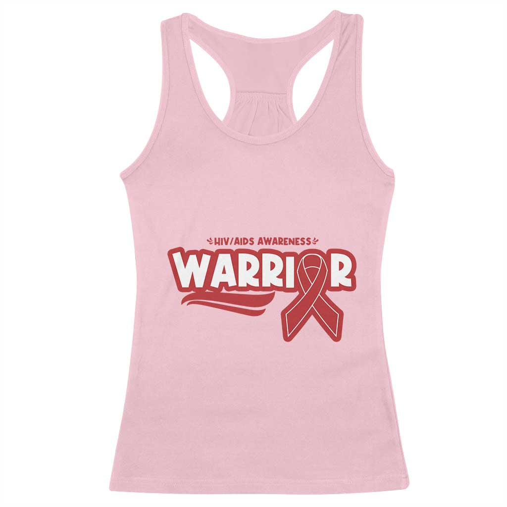 HIV Awareness Warrior Racerback Tank Top Red Ribbon Support Gift - Wonder Print Shop