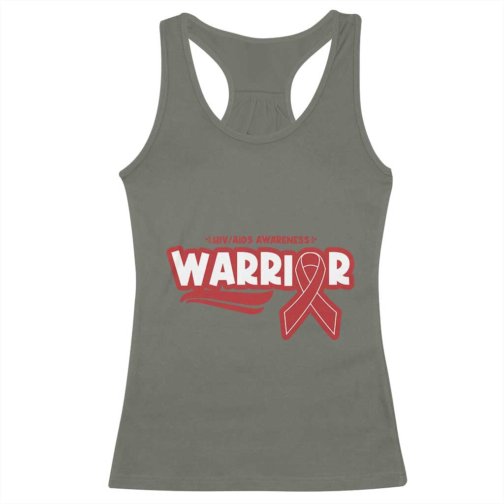 HIV Awareness Warrior Racerback Tank Top Red Ribbon Support Gift - Wonder Print Shop