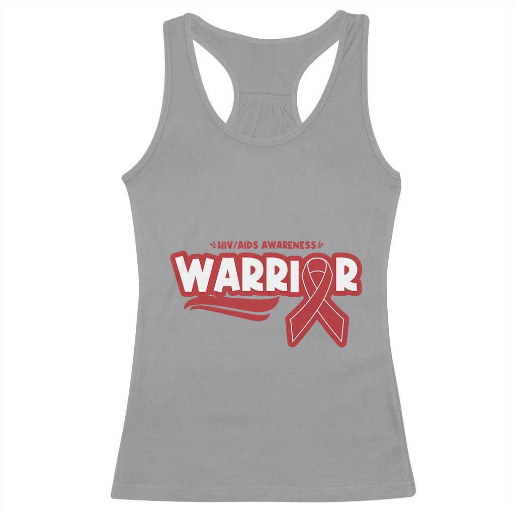 HIV Awareness Warrior Racerback Tank Top Red Ribbon Support Gift - Wonder Print Shop