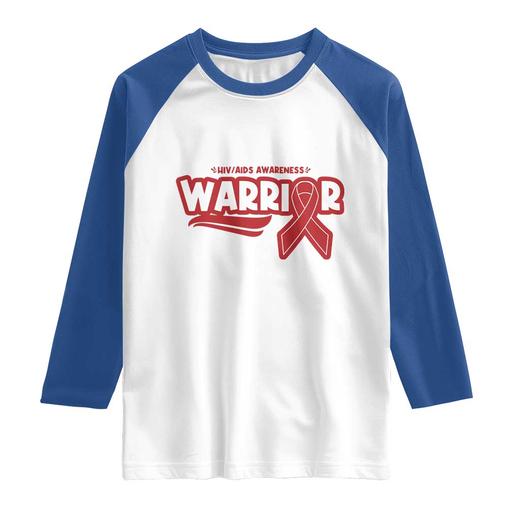 HIV Awareness Warrior Raglan Shirt Red Ribbon Support Gift - Wonder Print Shop