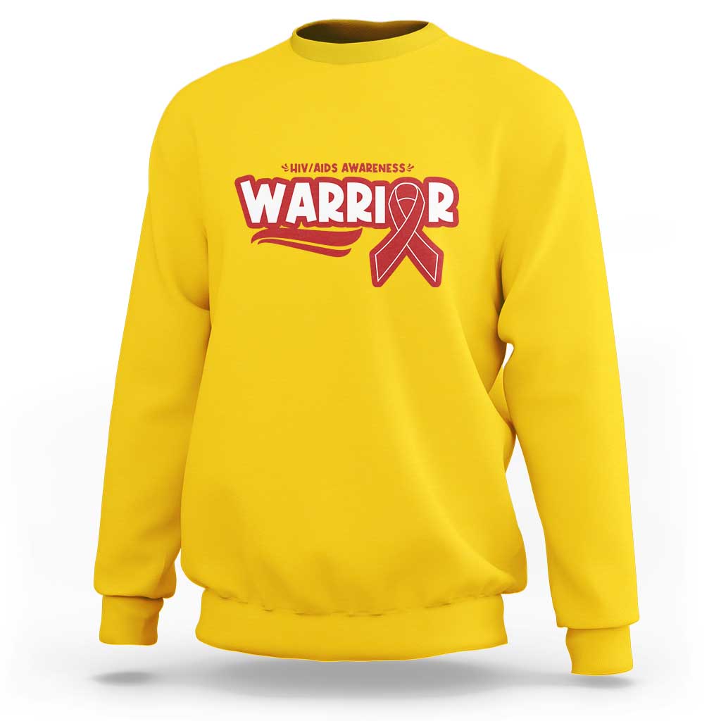 HIV Awareness Warrior Sweatshirt Red Ribbon Support Gift - Wonder Print Shop