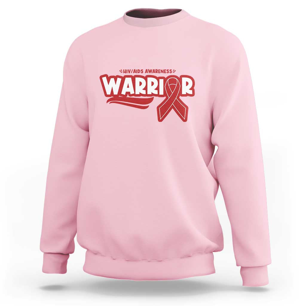 HIV Awareness Warrior Sweatshirt Red Ribbon Support Gift - Wonder Print Shop
