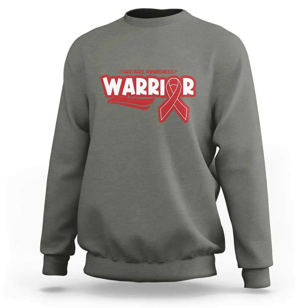 HIV Awareness Warrior Sweatshirt Red Ribbon Support Gift - Wonder Print Shop