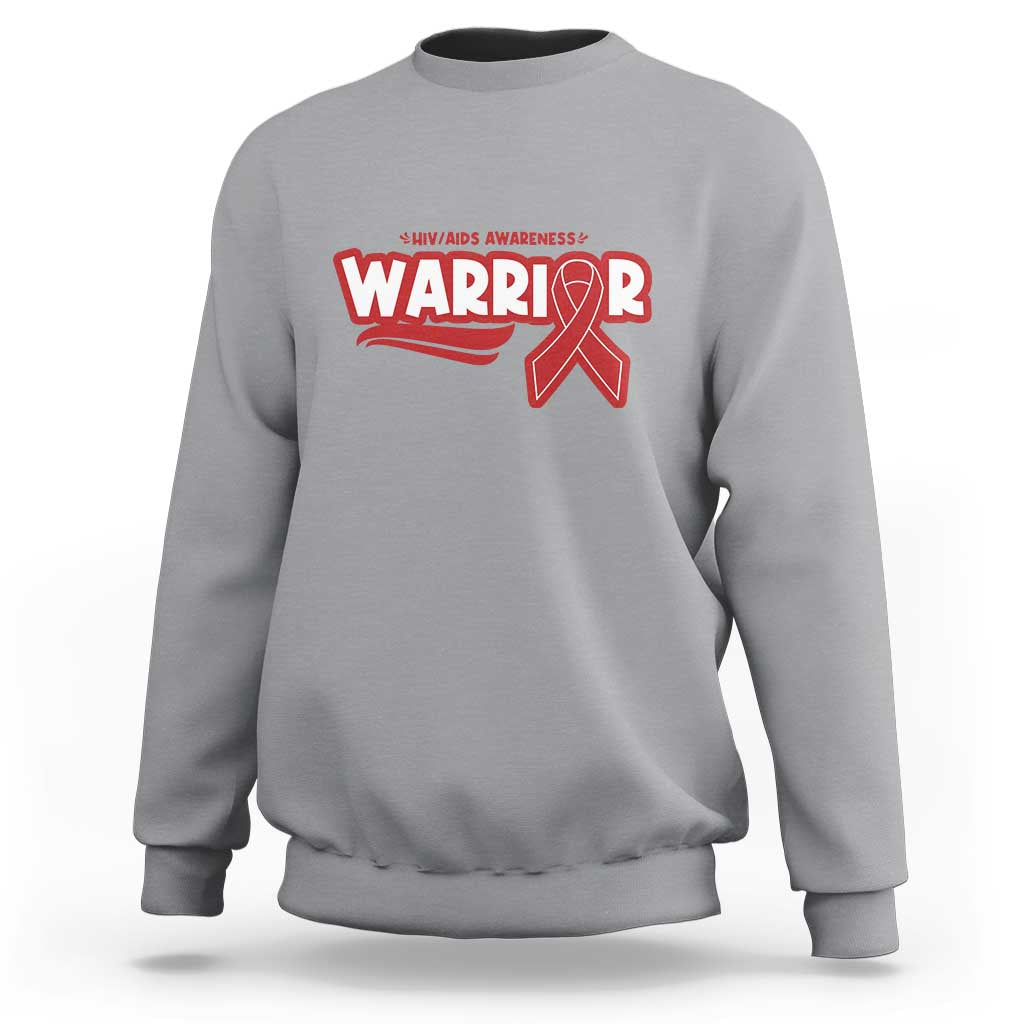 HIV Awareness Warrior Sweatshirt Red Ribbon Support Gift - Wonder Print Shop