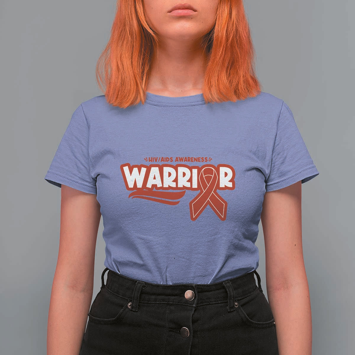 HIV Awareness Warrior T Shirt For Women Red Ribbon Support Gift - Wonder Print Shop
