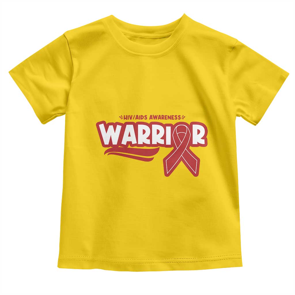 HIV Awareness Warrior Toddler T Shirt Red Ribbon Support Gift - Wonder Print Shop