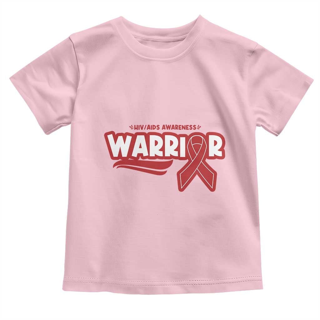 HIV Awareness Warrior Toddler T Shirt Red Ribbon Support Gift - Wonder Print Shop