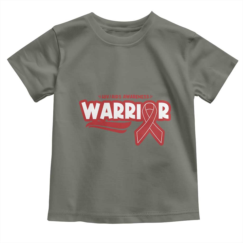 HIV Awareness Warrior Toddler T Shirt Red Ribbon Support Gift - Wonder Print Shop