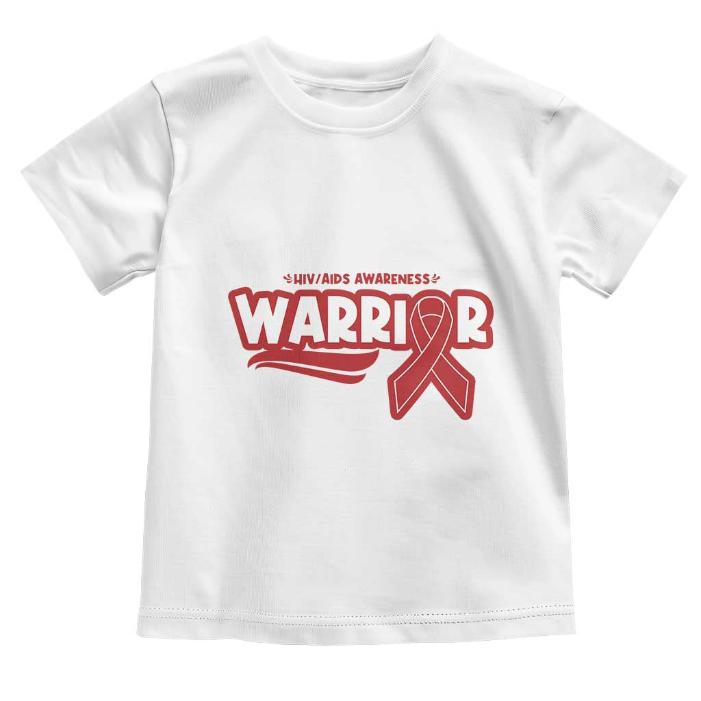 HIV Awareness Warrior Toddler T Shirt Red Ribbon Support Gift - Wonder Print Shop