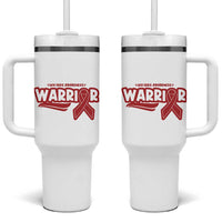 HIV Awareness Warrior Tumbler With Handle Red Ribbon Support Gift - Wonder Print Shop