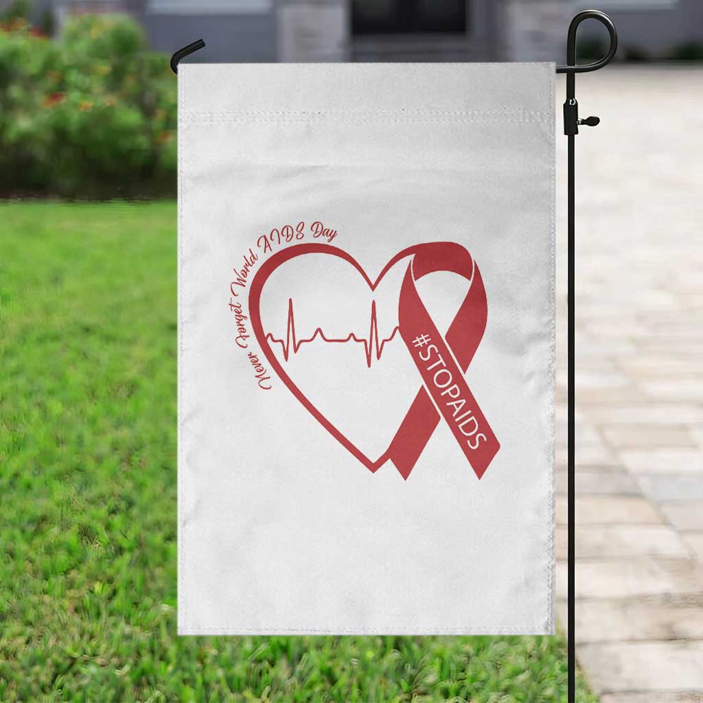Never Forget World AIDS Day Garden Flag Red Ribbon HIV Awareness Gift - Wonder Print Shop