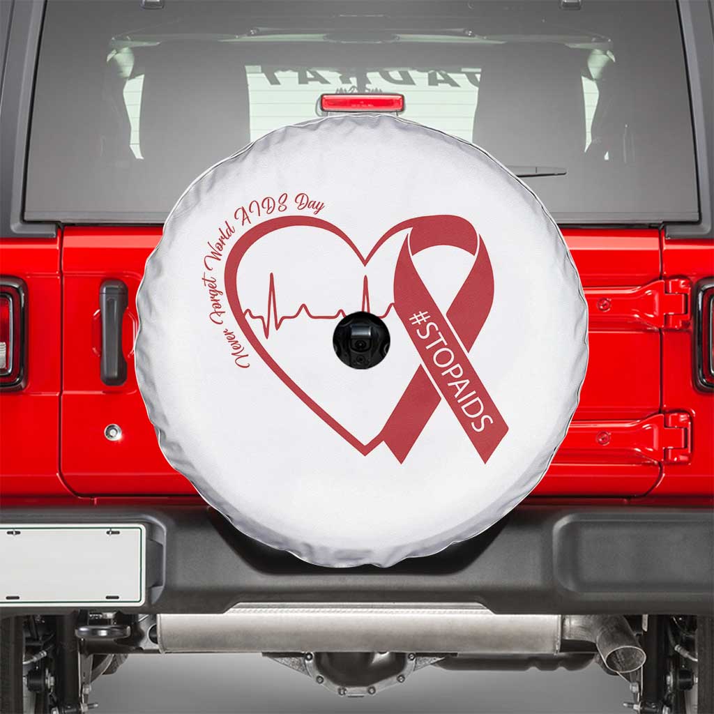 Never Forget World AIDS Day Spare Tire Cover Red Ribbon HIV Awareness Gift - Wonder Print Shop