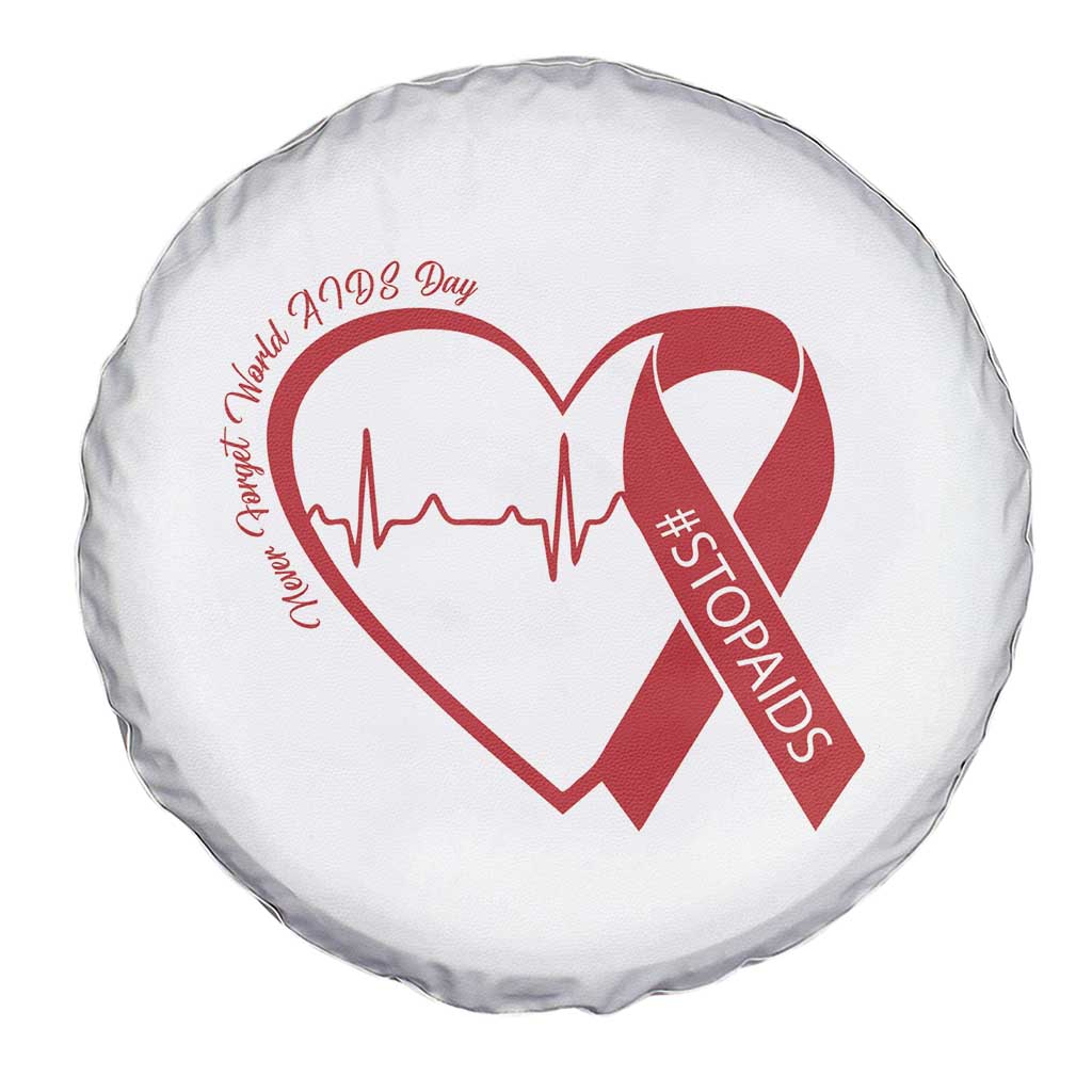Never Forget World AIDS Day Spare Tire Cover Red Ribbon HIV Awareness Gift - Wonder Print Shop
