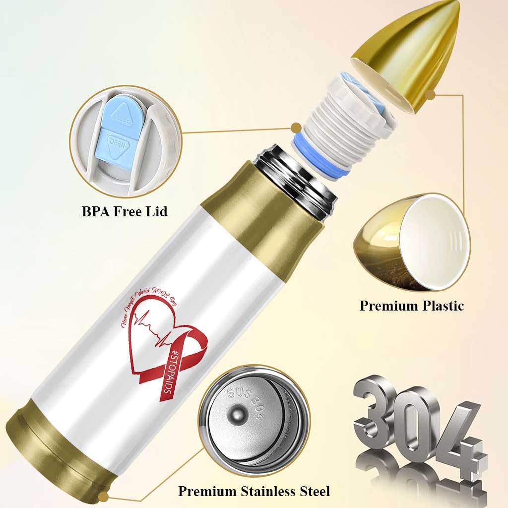 Never Forget World AIDS Day Bullet Tumbler Red Ribbon HIV Awareness Gift - Wonder Print Shop