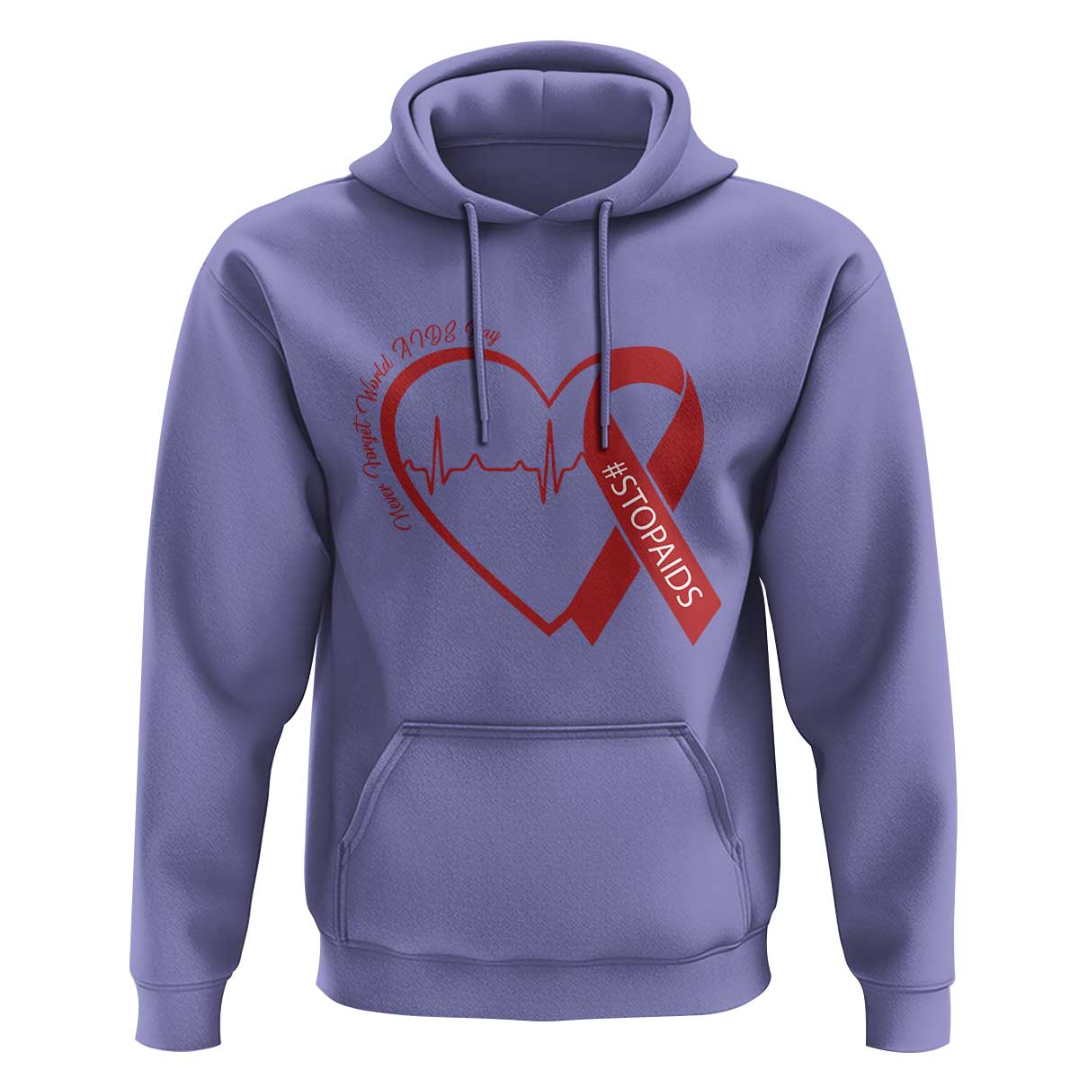 Never Forget World AIDS Day Hoodie Red Ribbon HIV Awareness Gift - Wonder Print Shop