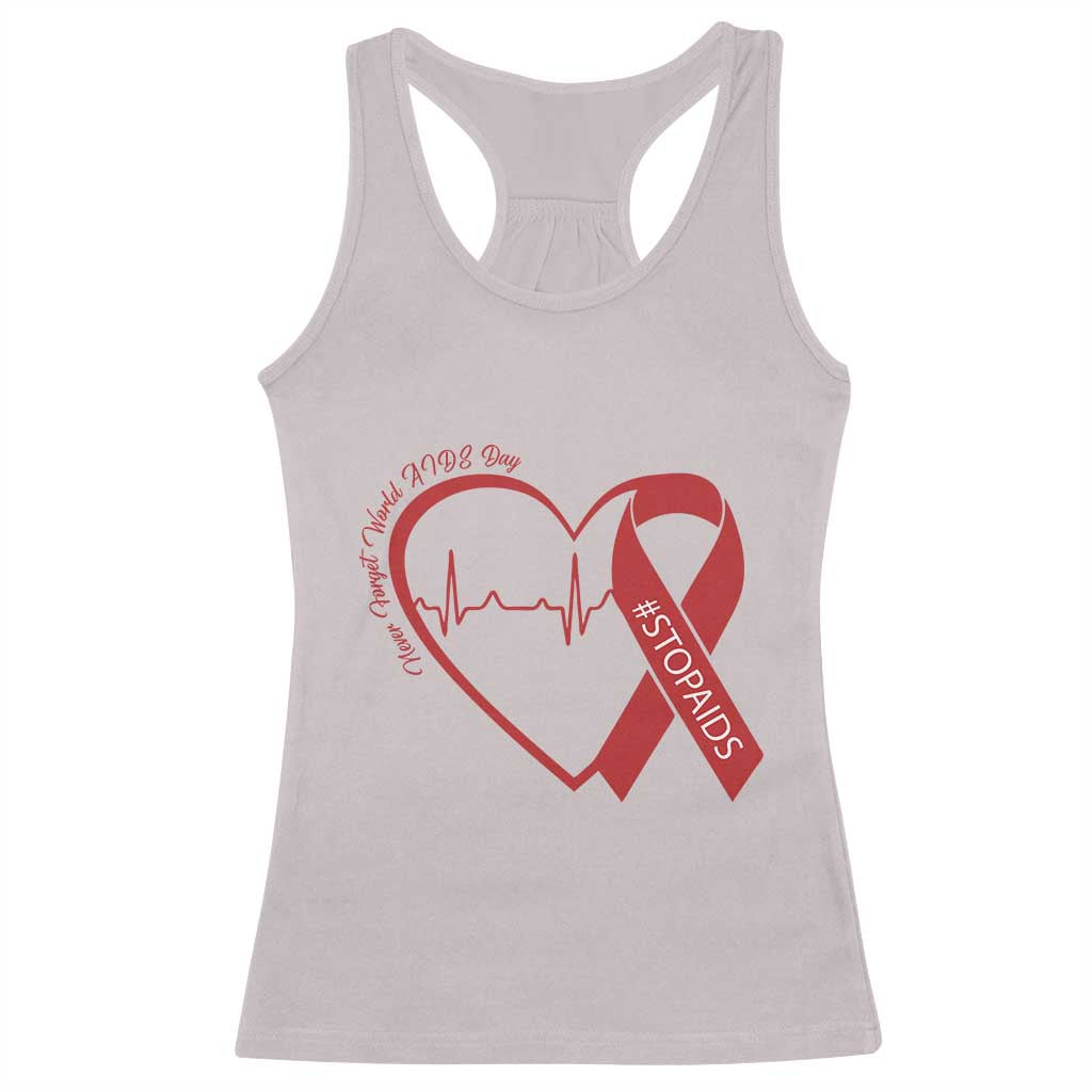 Never Forget World AIDS Day Racerback Tank Top Red Ribbon HIV Awareness Gift - Wonder Print Shop