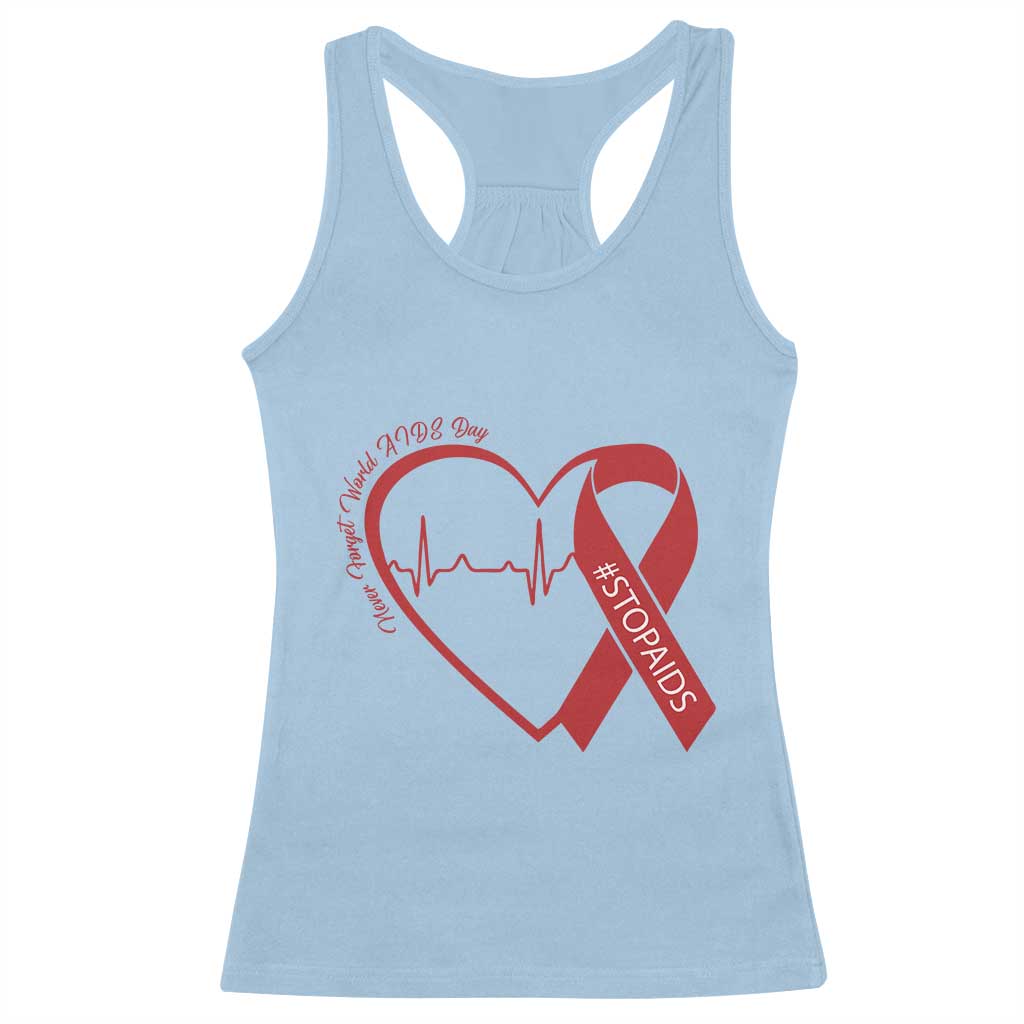 Never Forget World AIDS Day Racerback Tank Top Red Ribbon HIV Awareness Gift - Wonder Print Shop