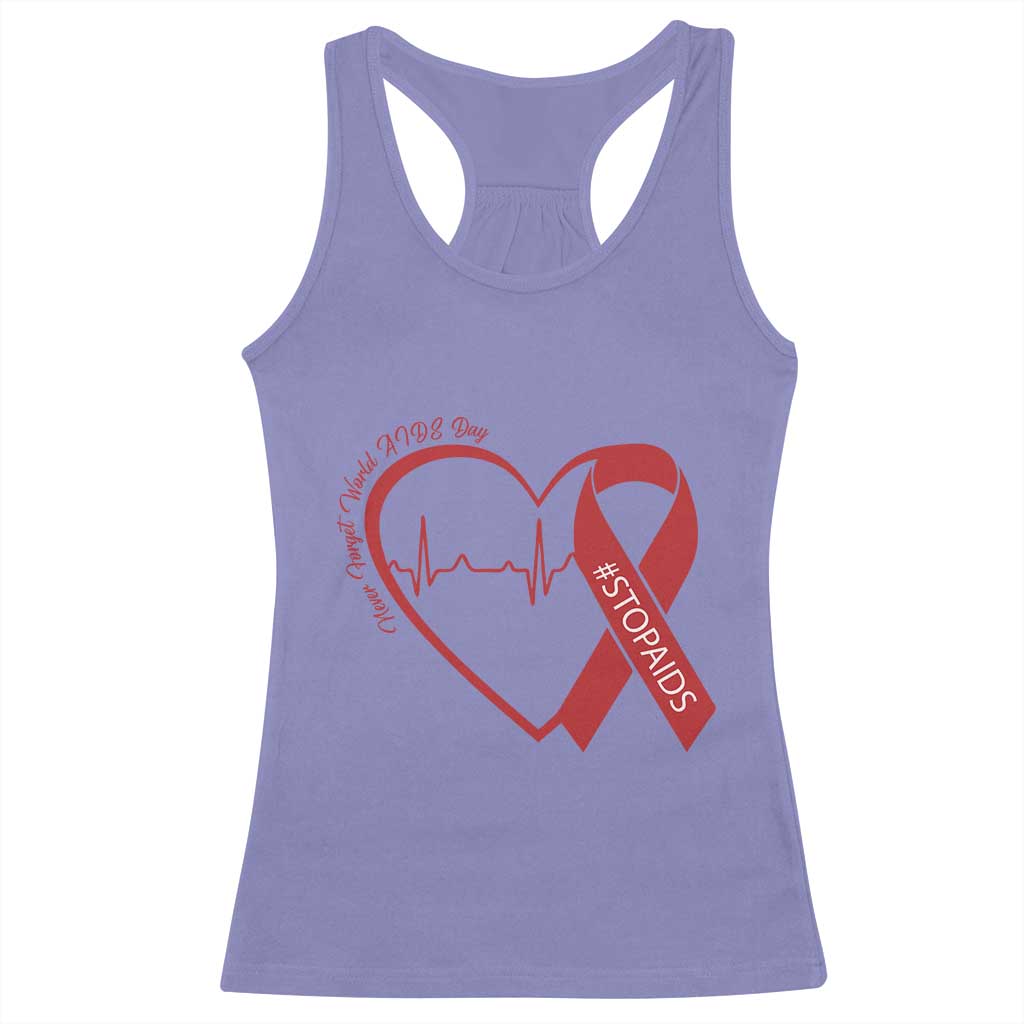Never Forget World AIDS Day Racerback Tank Top Red Ribbon HIV Awareness Gift - Wonder Print Shop