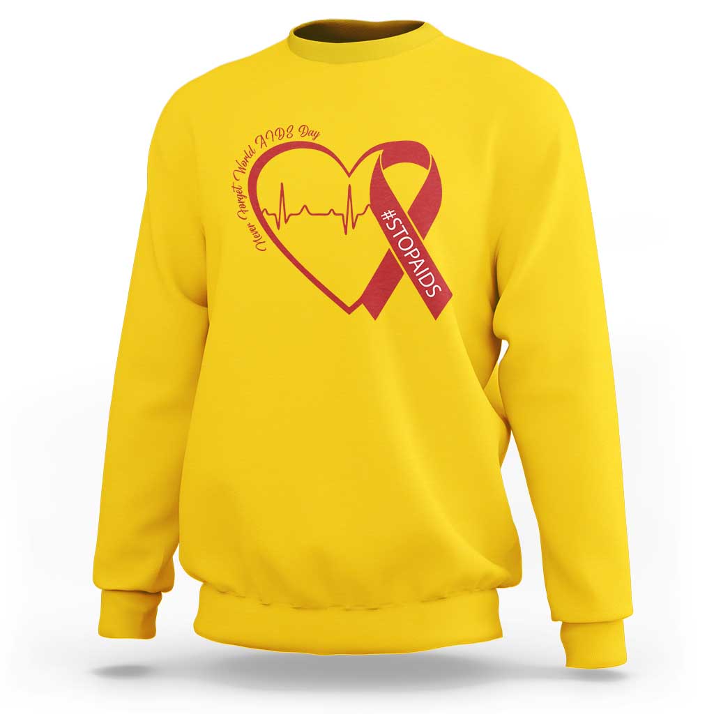 Never Forget World AIDS Day Sweatshirt Red Ribbon HIV Awareness Gift - Wonder Print Shop
