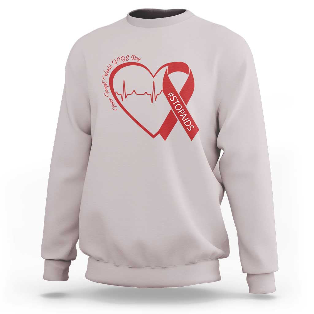 Never Forget World AIDS Day Sweatshirt Red Ribbon HIV Awareness Gift - Wonder Print Shop